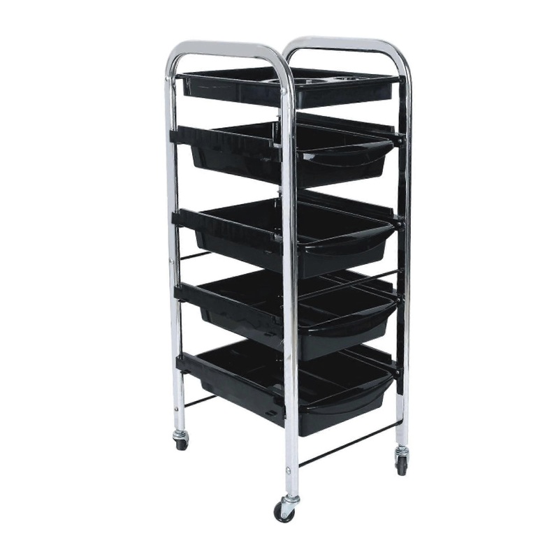 5 Tier Hairdressing Trolley Black 80X40x30 Salon Colour Storage Metal Cart Salon & Spa Supplies