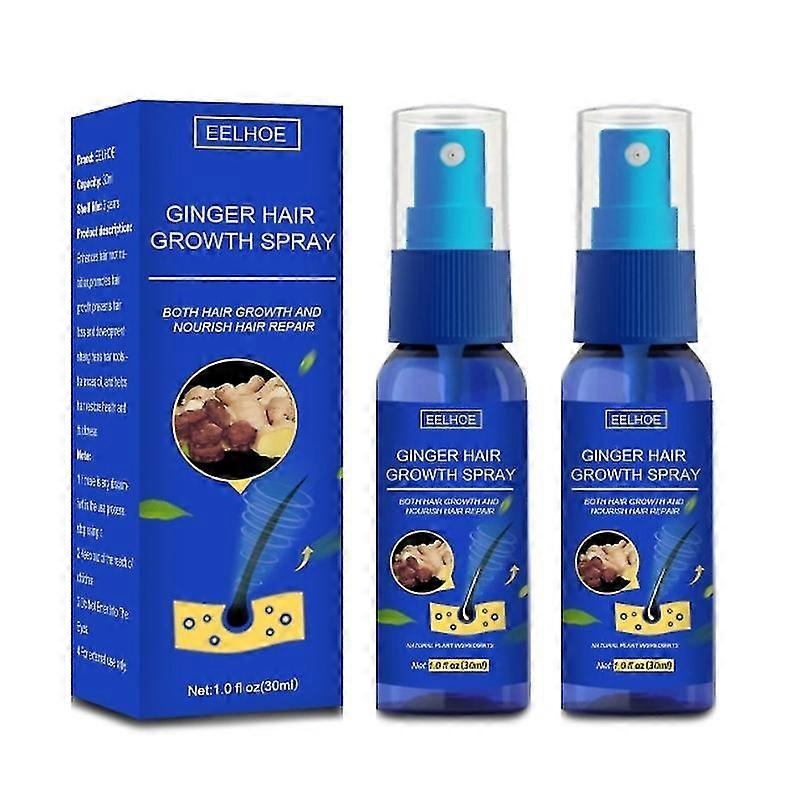 Barsinfi 2pcs Ginger Fast Hair Growth Serum Spray Regrowth Essence Anti Hair Loss Products Prevent Baldness Beauty Health