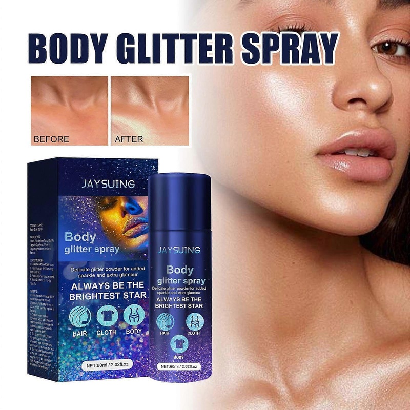 Body Glitter Spray Glitter Glitter Hairspray For Clothes Long Lasting Body Glitter Spray For Prom Holiday Stage Makeup 60ml