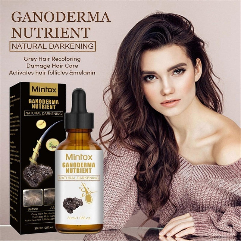 -Greying Hair Serum, -Greying Hair Serum, Hair Serum, Ganoderma Nutrient Natural Darkening, Thicker, Fuller, Healthier 30ml