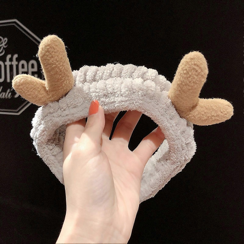 Makeup Headband Cute Look Skin Friendly Soft Elastic Band Face Wash Headband Lightweight Skincare Headbands Small Antlers Light Pink