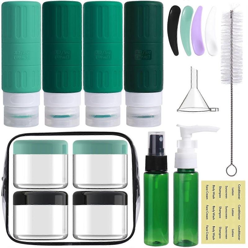 18 Pack TSA Approved Leakproof Silicone Travel Toiletry Bottles for Shampoo and Conditioner Travel Essentials 3.3oz