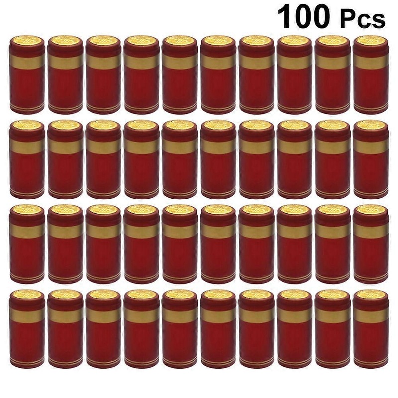 100pcs Heat Shrink Capsules Wine Bottle Capsules Wine Heat Shrinkable Cap Wine Shrink Film Wrap for Straight Mouth Bottle (Red