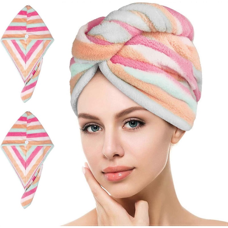 2024Hair Towel Turban Wrap 2 Pack Microfiber Quick Drying Hair Towel Wrap for Women Girl Kids with Super