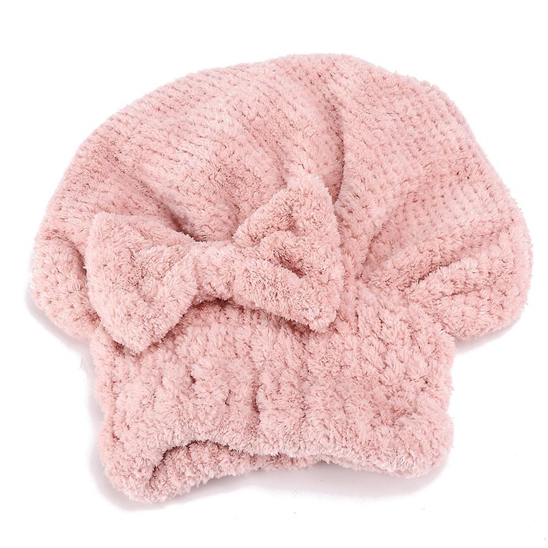 24 x 26cm Coral Fleece Quick Fast Dry Hair Wrap Hat Thickening Hair Drying Hat Pink