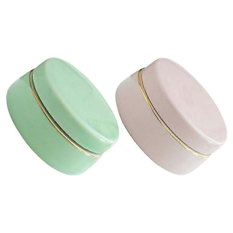 2Pcs Round Ceramic Balm Holder For Cosmetics Storage Use At Home Or Travel