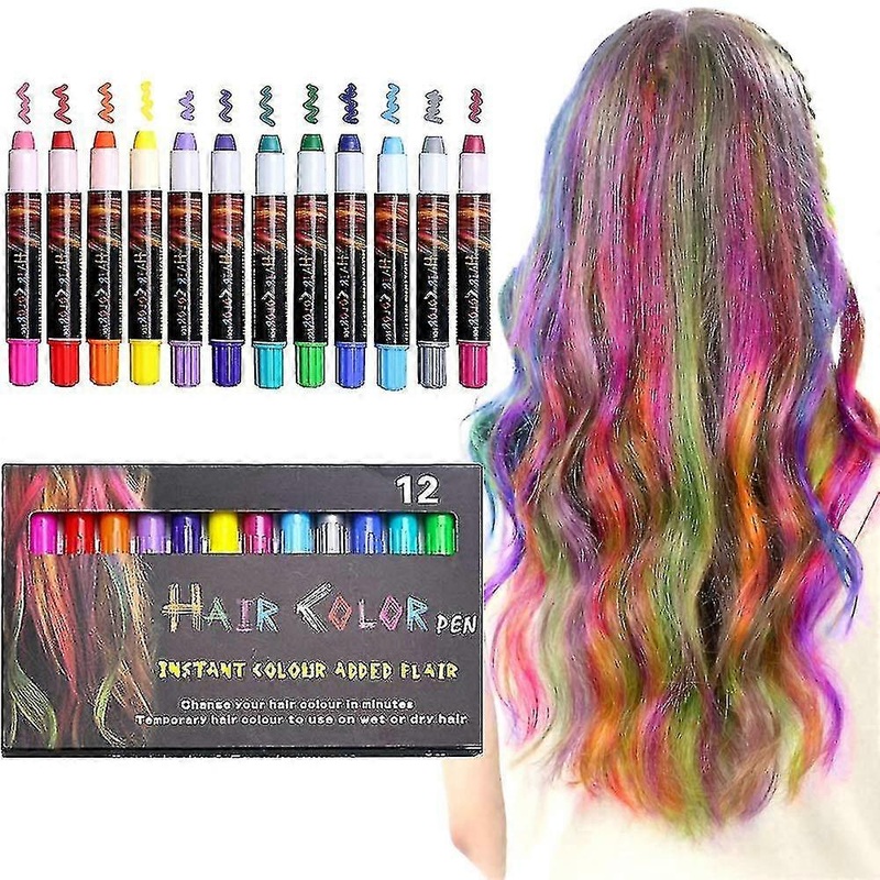 12 Color Temporary Hair Chalk Hair Pens Non-Toxic Washable Hair Dye Ns2