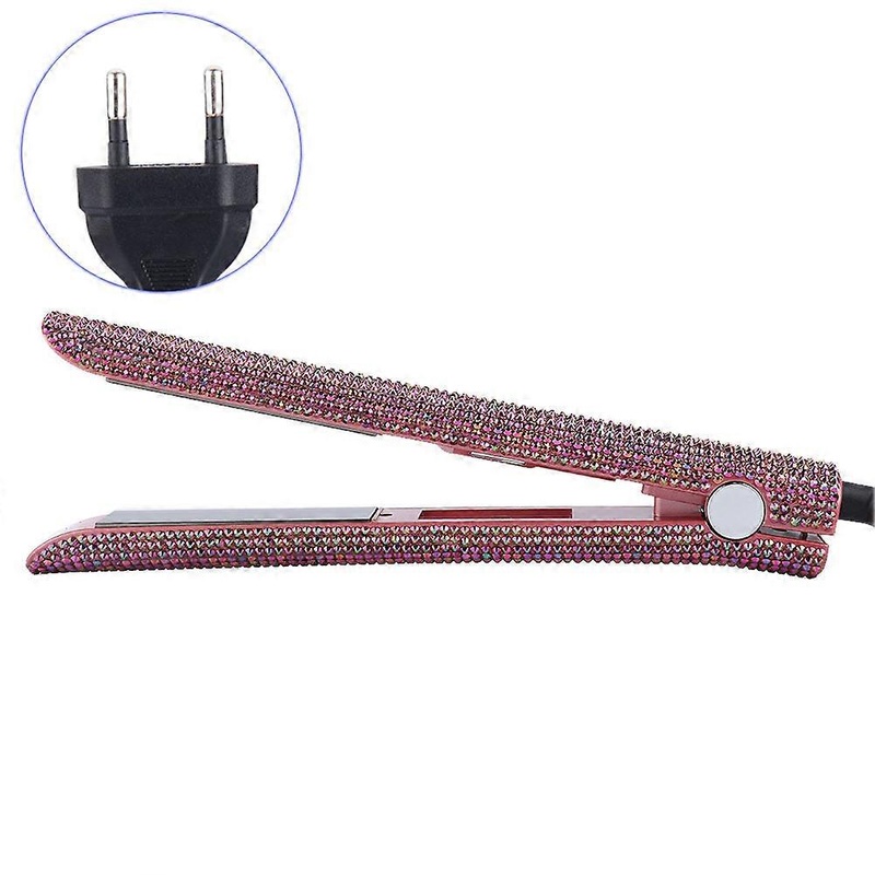 Electric Hair Straightener Rhinestone Decoration LCD Curly Hair Styling Tools(EU Plug)