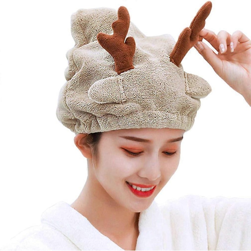 Microfiber Hair Towel Wrap Fast Drying Hair Turban Shower Cap Soft AbsorbentBrown