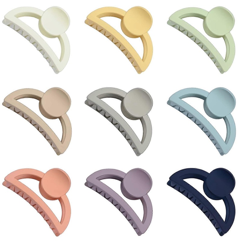 Neutral Design Hair Accessories, Stylish Gift Set for Women’s Thick to Thin Hair, Matte Claw Clips Non-Slip Teeth (9-Colors/Set)