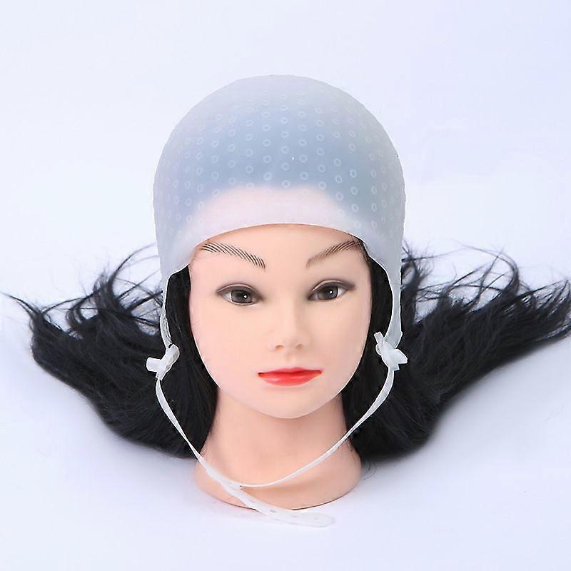 Reusable Silicone Highlight Hair Cap With Hook And Needle Hair Dyeing Staining Tools Punched Hole Cap Hair Coloring Products For Salon Home Use