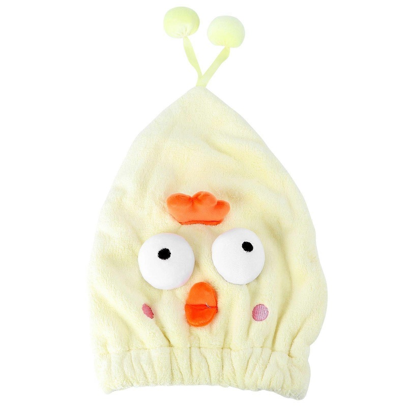 1Pc Coral Fleece Shower Cartoon Lovely Bathroom Hair-Drying Yellow
