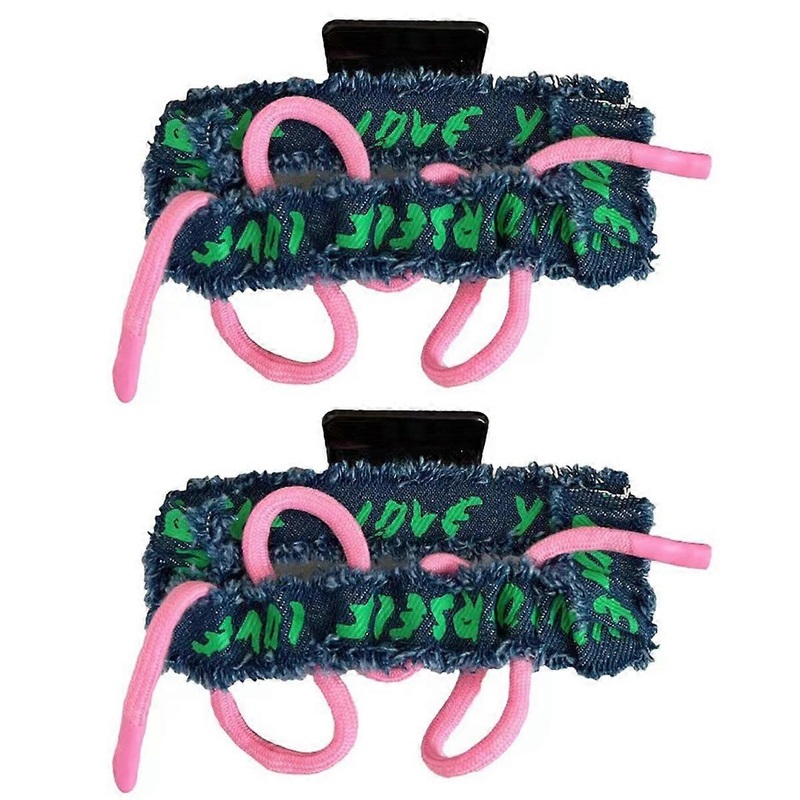 2pcs double sided denim fabric large clip Y2K hair clip to decorate hair