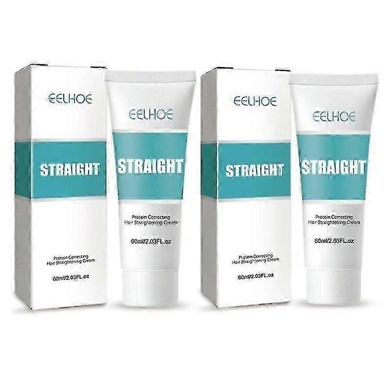2pcs  Protein Correcting Hair Straightening Cream Smooth Straight Hair Care 60ml