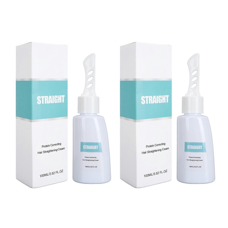 2pcs Straightener Cream Professional Protein Correcting Nourishing Repairing Hair Straightening Balm 100ml