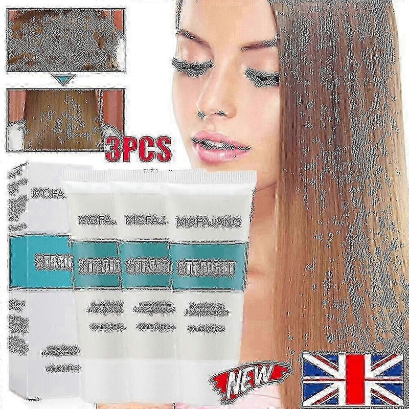 3pcs Protein Straightening Hair Cream For Smoothing Fury Splitting Repairing Damaged Hair Non Pulling Straighteni
