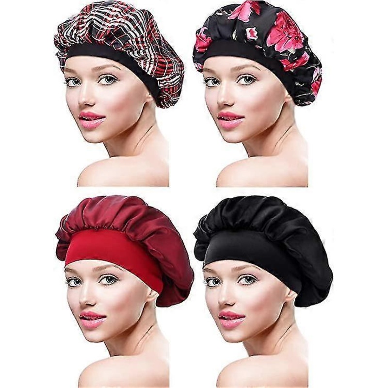 4pcs Satin Hat Soft Nightcap For Girls