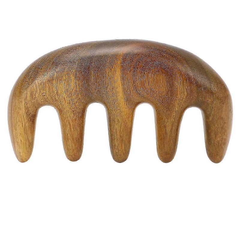 Natural Wood Comb for Scalp Massage, Handmade Hair Growth Stimulator, Green Sandalwood Wide Tooth Comb, Anti-Static for Men and Women