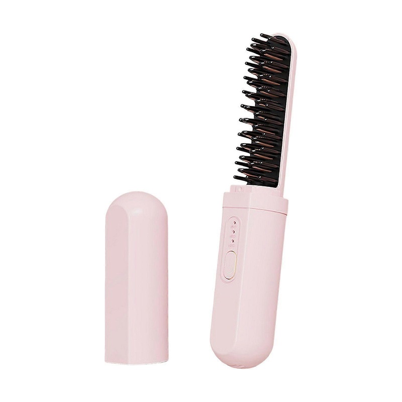 Portable Cordless Hair Straightener Brush 3 Temp Adjustable Fast Heating USB Rechargeable Negative Ions Hot Brush Electric Curly Hair Styling Detangli