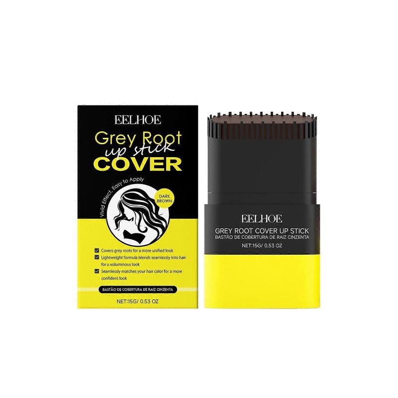 Dark Brown Hair Root Touch-Up Stick | Portable, Quick Grey Coverage for Natural, Fluffy Hairstyles | Easy, Safe, Travel-Friendly Hair Color Solution