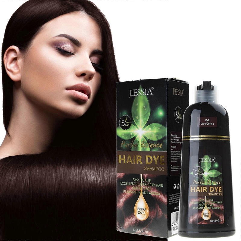 Herbal Ingredients Hair Dye Shampoo 500ml in Minutes Hair Color Shampoo Hair Instant Coloring Gift for Women Men  dark brown