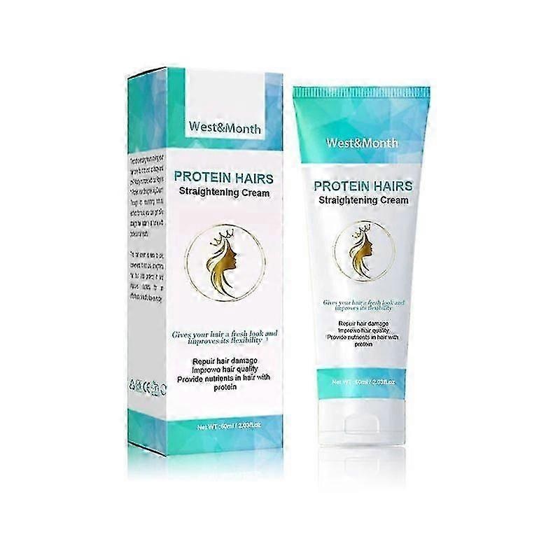 Protein Hair Straightening Cream, Silk & Gloss Protein Straightening Cream for Curly Hair, 60ml
