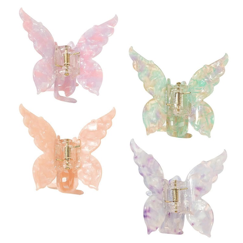 Stylish Claw Clips, Butterfly-Inspired Hair Accessories, Non-Slip Grip Transparent Acetate Plastic Hair Combs for Women (4 Pack)