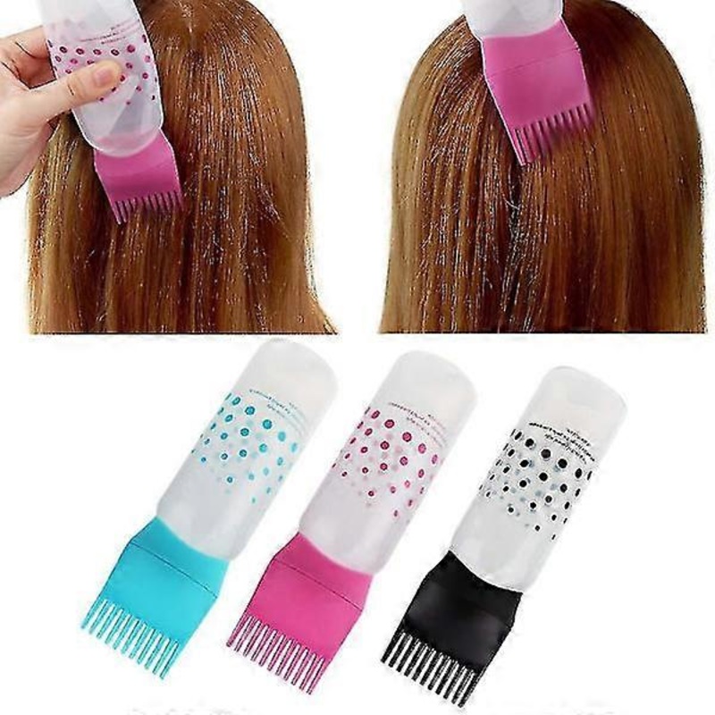 Wabjtam A Set of 3 Pcs Hair Dye Bottle Applicator Root Comb Applicator Bottle Hair Coloring Dyeing Tools