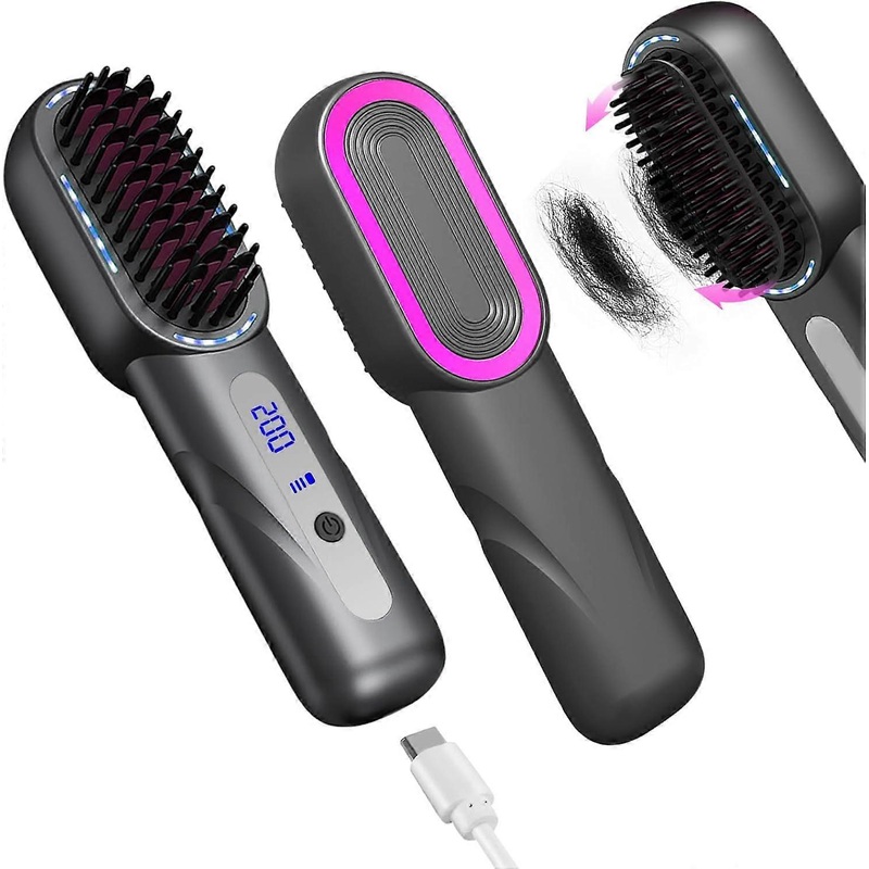 Wireless retractable hair straightener with adjustable temperature, a hairdressing tool