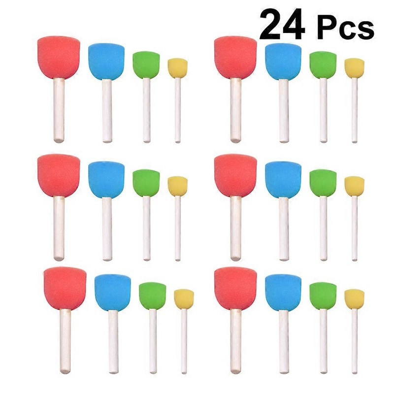 24pcs Round Paint Sponge Brush Set for Kids Crafts DIY Painting Tools Stippler Set