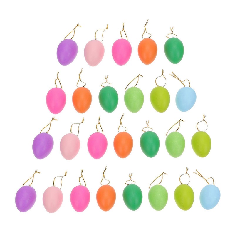 32Pcs Easter Hanging Decorations Plastic DIY Pendants Egg Shaped Pendant