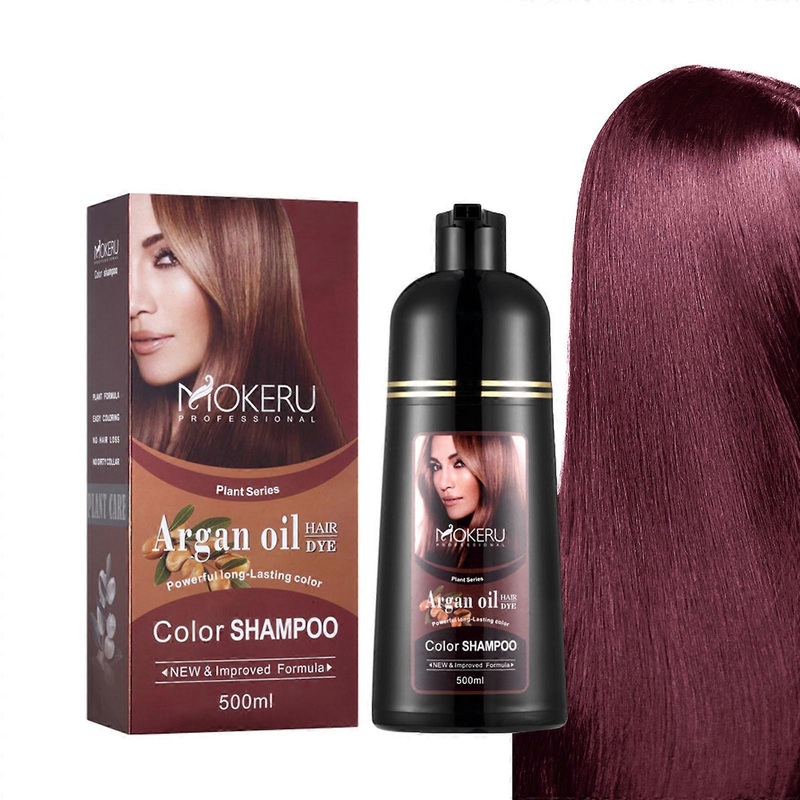 Argan Oil Hair Color Shampoo for Gray Hair Hair Dye Shampoo Colors Hair in Minutes Long Lasting 500ml Chestnut Brown  Burgundy