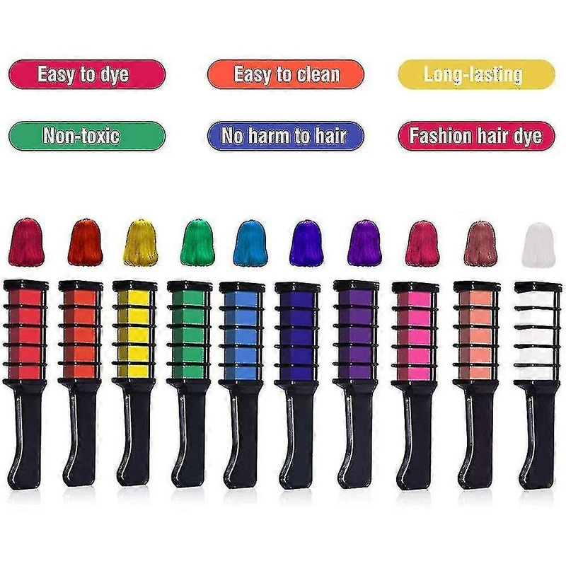 Hair Chalk Comb 10 Colors Hair Color Chalk Comb Children Hair Dye Temporary Hair Chalk Instant Disposable Hair Chalk Comb