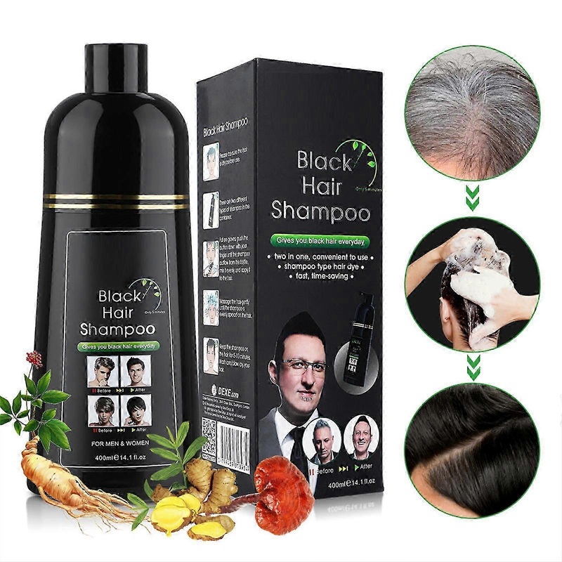 Hair Color Shampoo, 3 In 1-herbal Ingredients Grey Coverage Black/brown Hair Dye Shampoo Coloring In Minutes