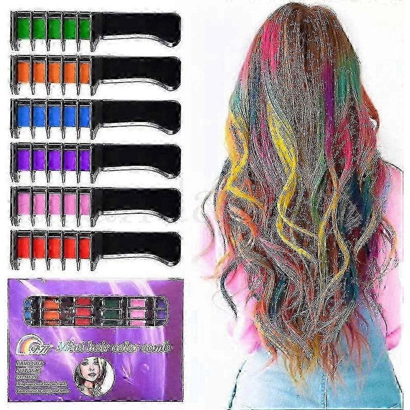 2025 6-Pack Temporary Hair Chalk Combs with Vibrant Colors – Washable Non-Toxic Dye for Parties & Cosplay_MM2