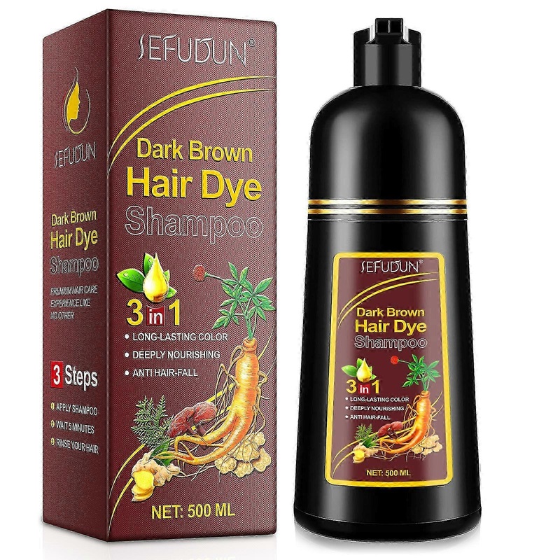 2025 Black/Brown Hair Dye Shampoo for Gray Hair Coverage,Natural Herbal Black/Brown Hair Color Shampoo 3 in 1 for Women Men 500ml