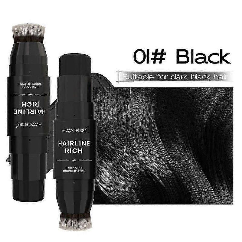 2025 Hair Root Cover Up Stick, Double Ended Temporary Hair Color Pencil, Hairline Powder Stick, Hairline Contouring, Long Lasting Cover Thinning Hair
