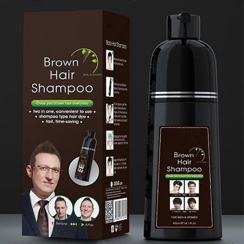 Hair Color Shampoo, 3 in 1-Herbal Ingredients Grey Coverage Black/Brown Hair Dye Shampoo Coloring in Minutes 2025