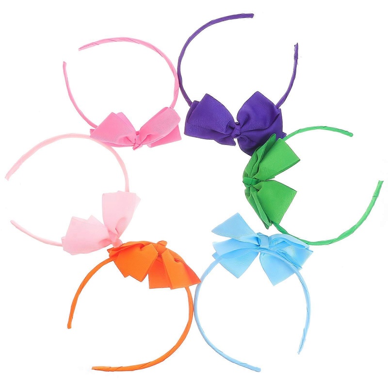 Assorted Color Cloth Headbands for Girls with Elastic Bow for Decor and Photo Shooting 6pcs