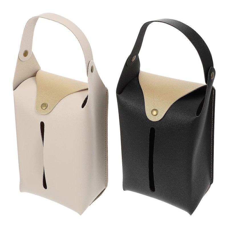 Hanging Tissue Bag 2Pcs Handheld Tissue Holder Ideal for Home Decor and Office Use Elegant Pu Material Assorted Color Storage