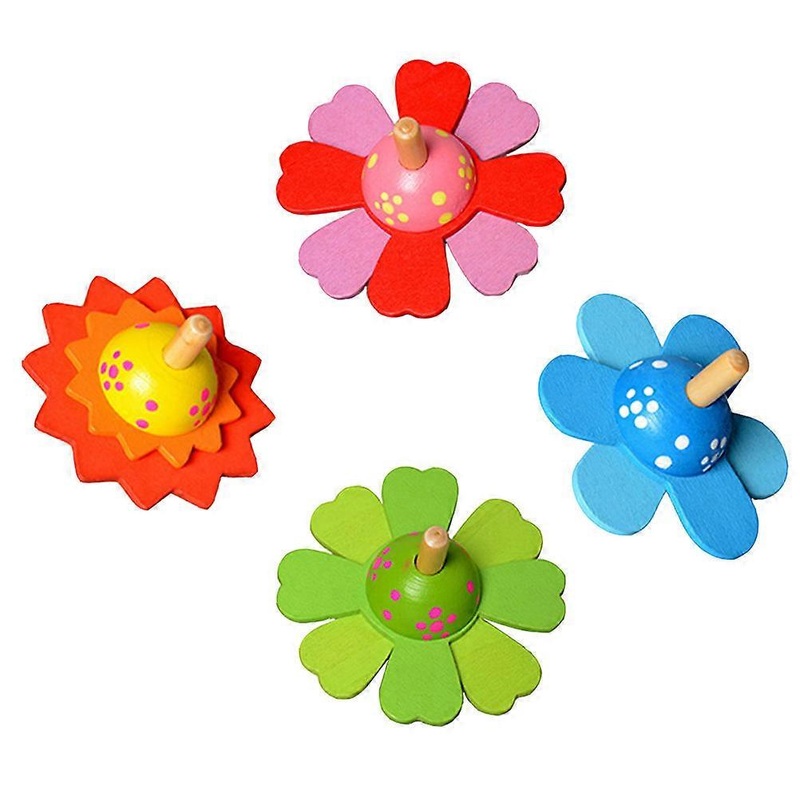 Wooden Top toys for Kids Playing Assorted Color and Safe Cartoon Intellectual Development Playthings