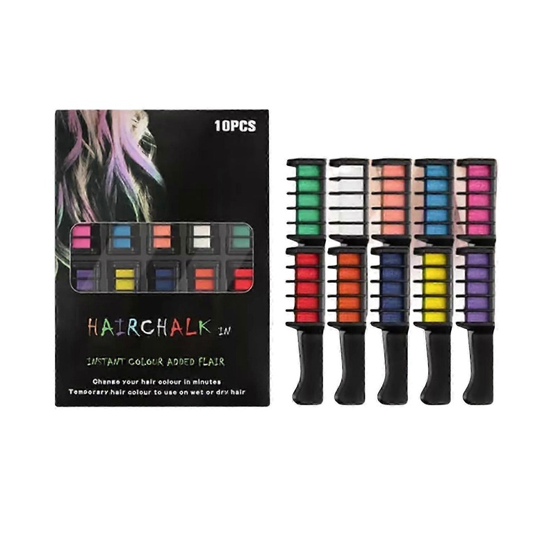 10-Colour Temporary Hair Chalk Comb for Vibrant and Washable Hairstyling in the UK