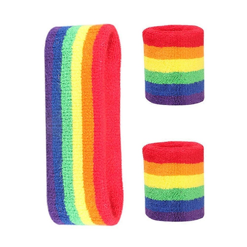 Athletic Wristbands Fitness Hairband Set Designed for Sports Enthusiasts in Assorted Color Effective for Sweat Absorption 1 Set
