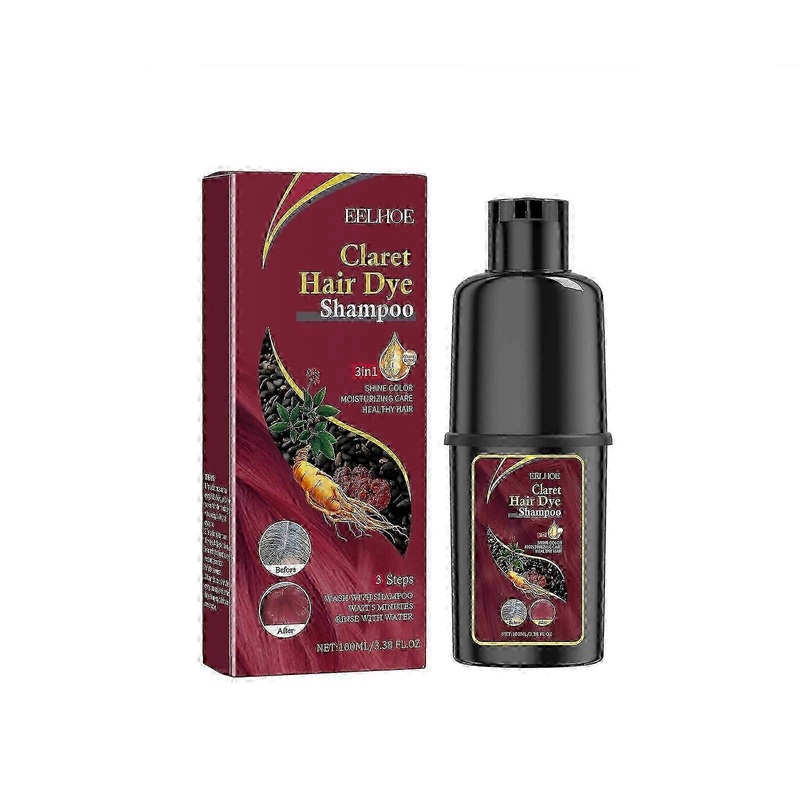 EELHOE Black Hair Dye Shampoo (Wine Red) Gentle and non-irritating moisturizing scalp easy color change hair shampoo