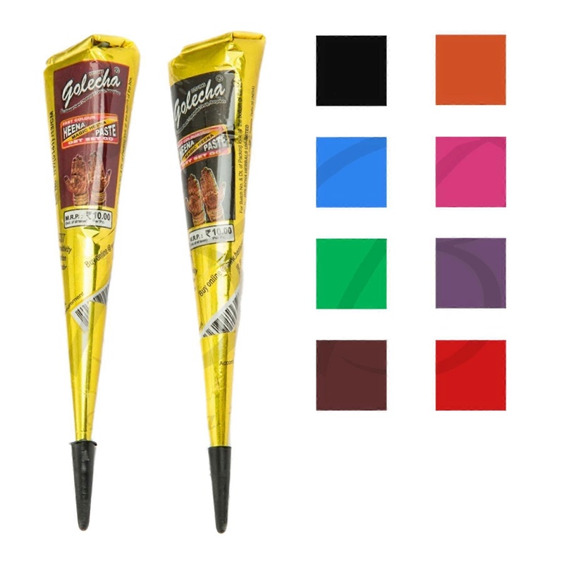Golecha Temporary Colour Henna Mehndi Paste 100% Natural Cone 25g  Colours