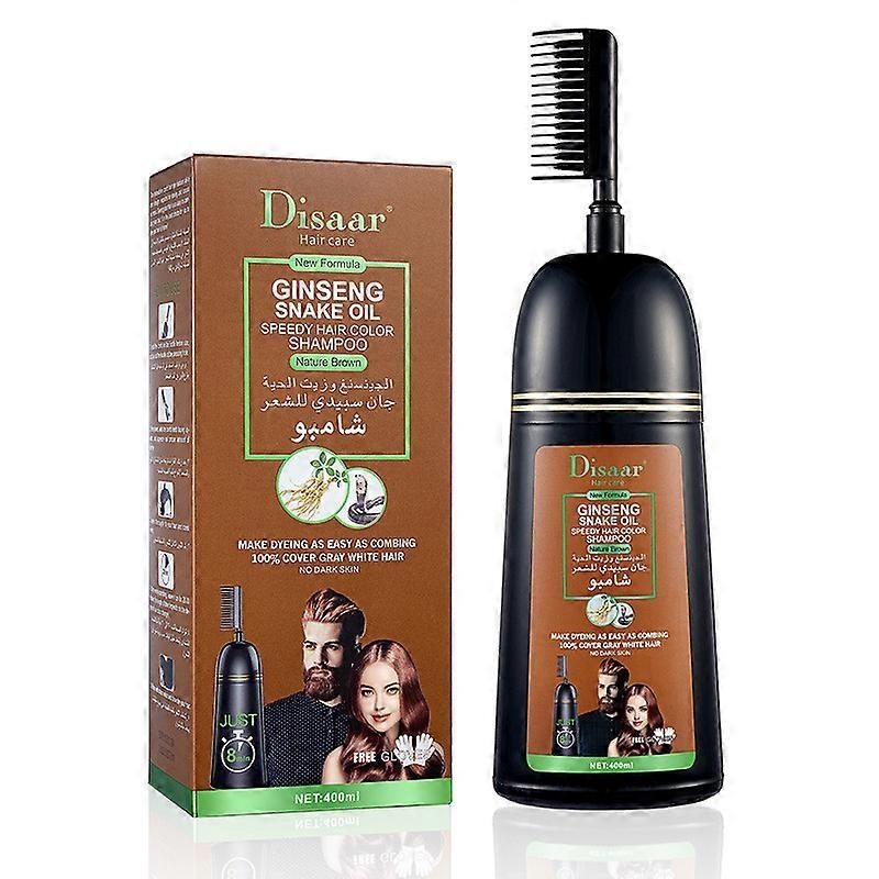 Hair Care Set Blown Hair-Dye Shampoo Natural Hair-Dye Permanent For Women & Men Gre Coverage Hair For Dark Hair 3 In 1 Long Lasting Results (400ml)