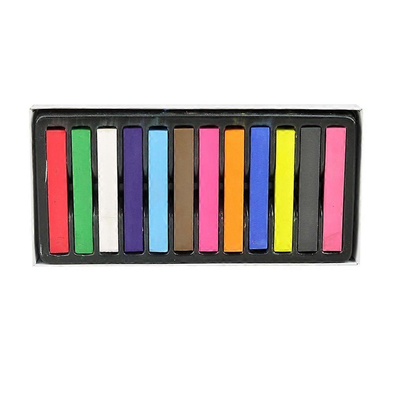 Hair Chalk Kit For Girls Washable Hair Chalk Pens Diy Hair Color Dye Cylindrical Shape 12Pcs