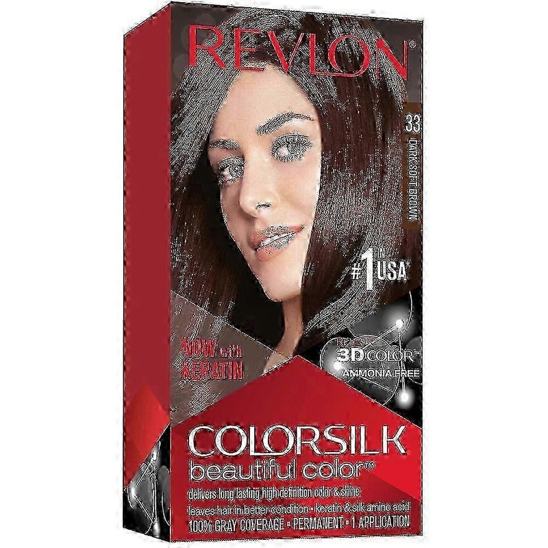Revlon Colorsilk Beautiful Color, Permanent Hair Dye With Keratin, 33 Dark Soft Brown, 1 Kit