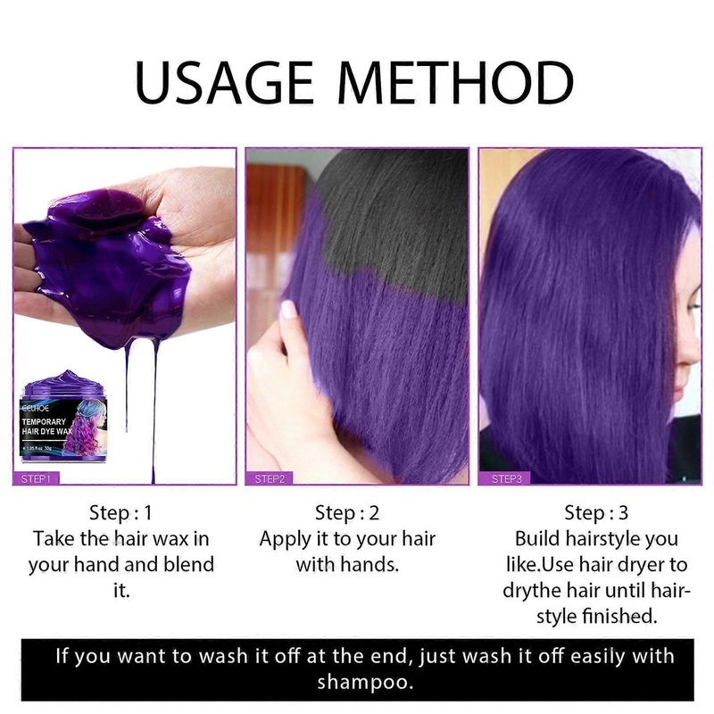 EELHOE 4 Colors 30g Temporary Hair Dye Wax Set Natural Hairstyle Evenly Colored No Damage for Party