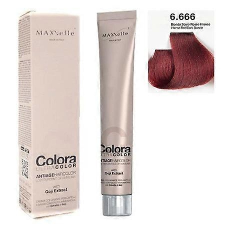 Intense Red Dark Blond 6.666 Colora Maxxelle With Natural Fruit Of Goji 100 Ml